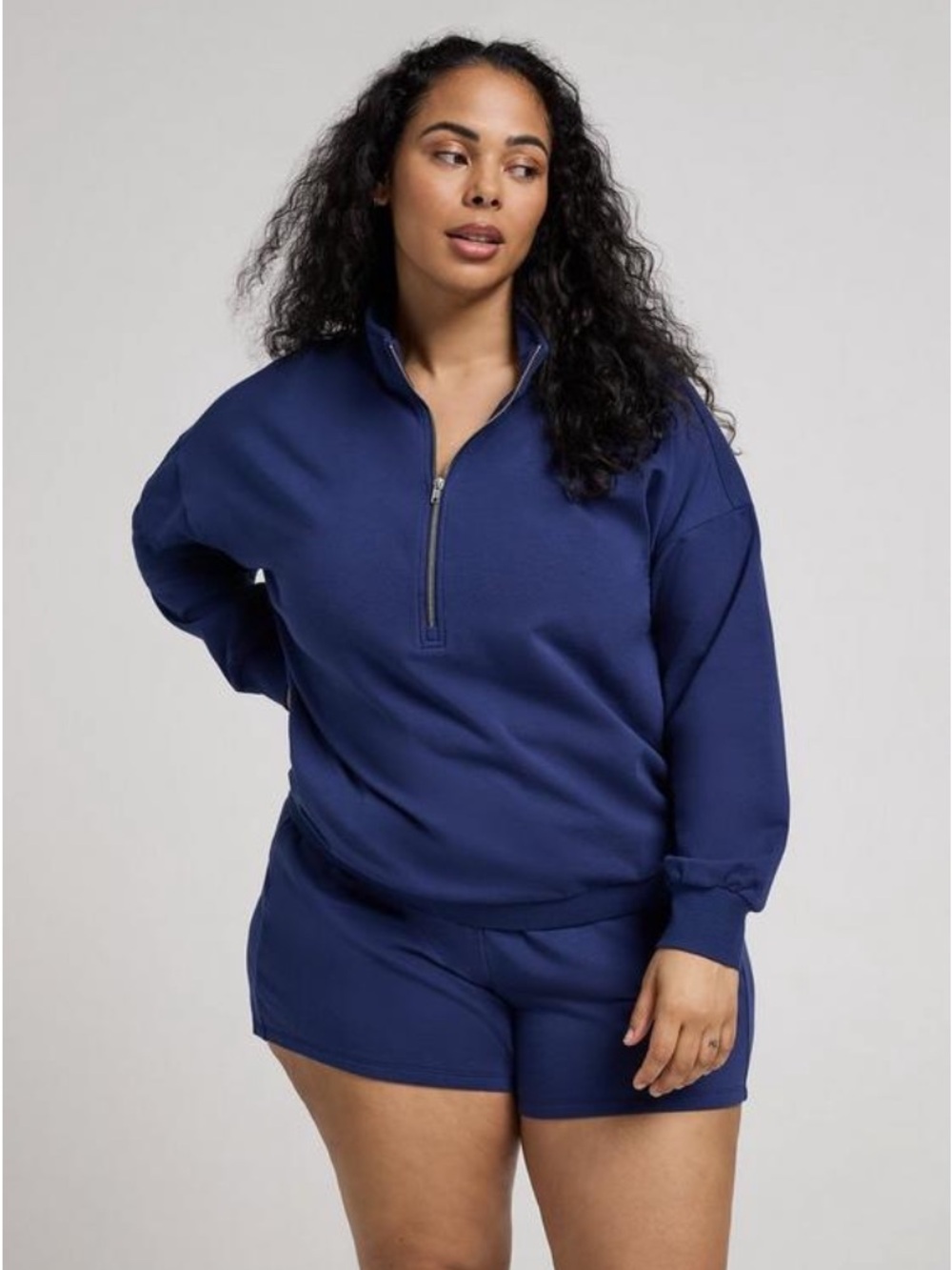 Torrid Lightweight 95% Cotton Half-Zip Sweatshirt Size 00/US10 Medieval Blue NW